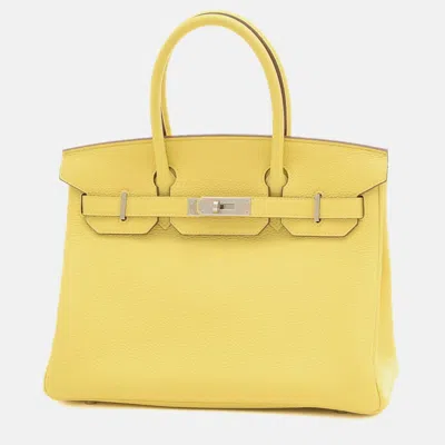 Pre-owned Hermes Jaune Poussin Togo Birkin Handbag In Yellow