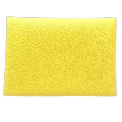Pre-owned Hermes Jaune Yellow Epsom Leather Coin Purse/coin Case () In Jaune, Yellow