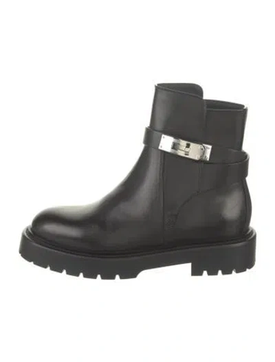 Pre-owned Hermes Jeff Leather Combat Boots In Black