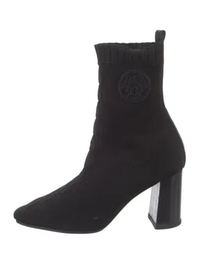 Pre-owned Hermes Jenna 60 H Logo Sock Boots In Black