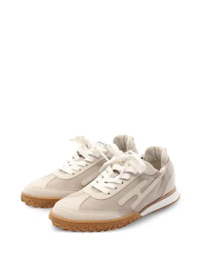 Pre-owned Hermes Jet Panelled Sneakers In Neutral