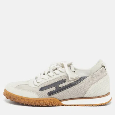 Pre-owned Hermes Hermès Jet Size 37 Grey Denim And Suede Lace Up Sneakers In Gray