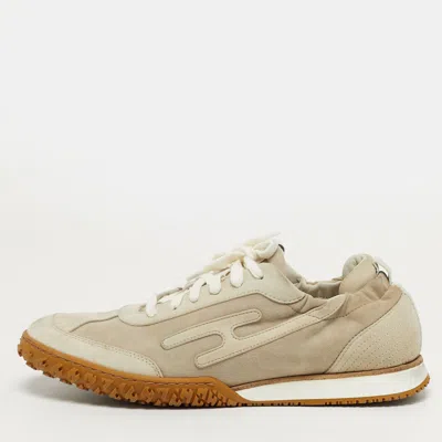 Pre-owned Hermes Hermès Jet Size 40 Beige Suede Lace Up Sneakers In Sand