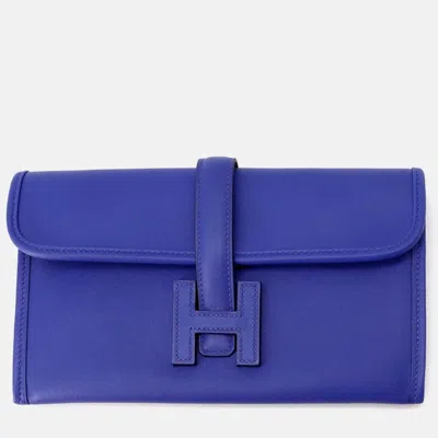 Pre-owned Hermes Jige Duo Blue Electric Swift Leather