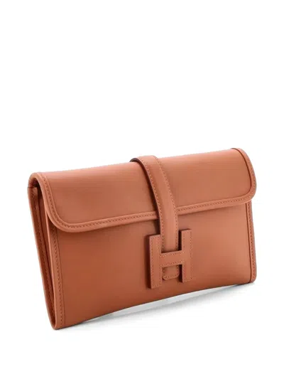Pre-owned Hermes Jige Duo Swift Clutch Bag In Brown