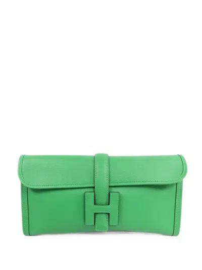 Pre-owned Hermes Jige Elan 29 Clutch Bag In Green