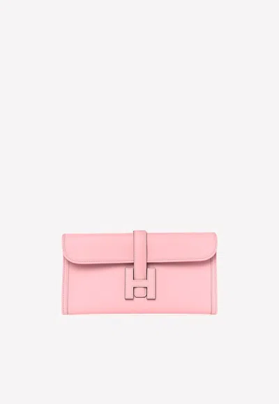 Hermes Jige Elan 29 Clutch Bag In Rose Sakura Swift Leather In Pink