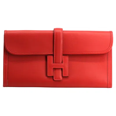Pre-owned Hermes Hermès Jige Elan 29 Clutch In Swift Red Leather