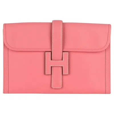 Pre-owned Hermes Hermès Jige Elan 29 Clutch Rose Confetti In Red