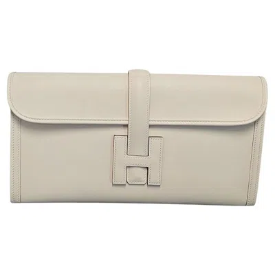 Pre-owned Hermes Hermès Jige Elan 29 Craie Lime Swift Leather Clutch For Women, 2022 In Sand