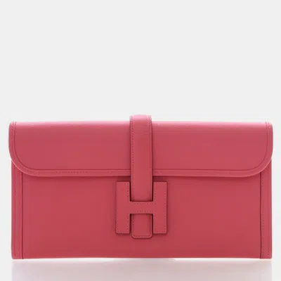 Pre-owned Hermes Jige Elan 29 Rose Lipstick Evercolor Calfskin Leather Clutch Bag In Pink