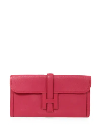 Pre-owned Hermes Jige Elan Clutch Bag In Pink