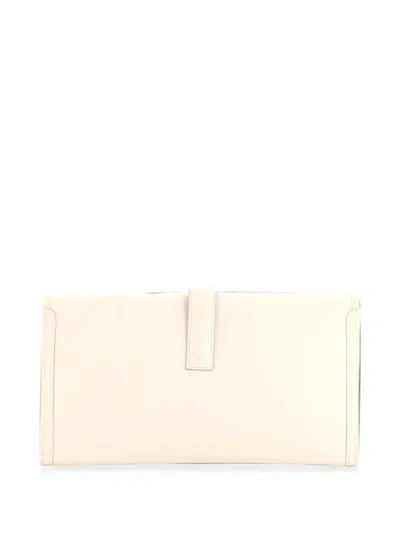Pre-owned Hermes Jige Elan Evercolor 29 Clutch Bag In Neutrals