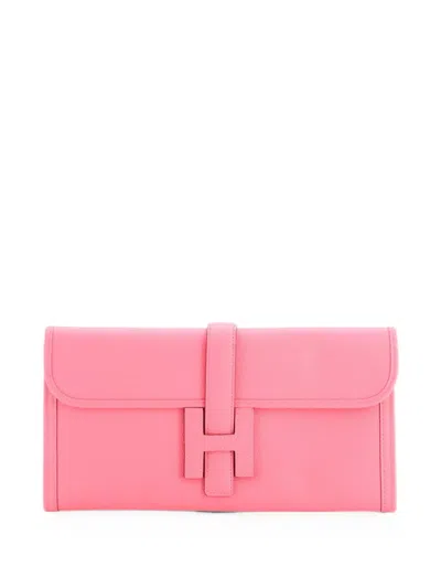 Pre-owned Hermes Jige Elan Evercolor 29 Clutch Bag In Pink