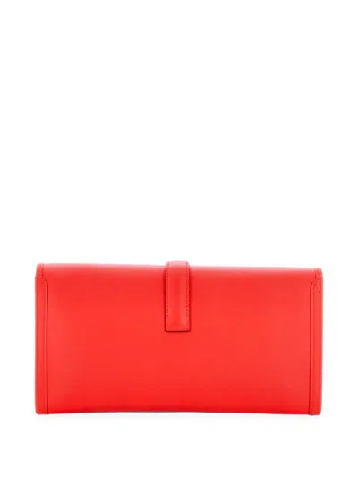 Pre-owned Hermes Jige Elan Evercolor 29 Clutch Bag In Red