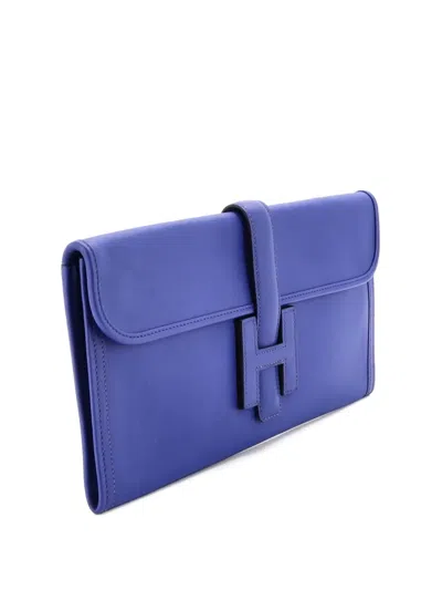Pre-owned Hermes Jige Elan Swift 29 Clutch Bag In Blue