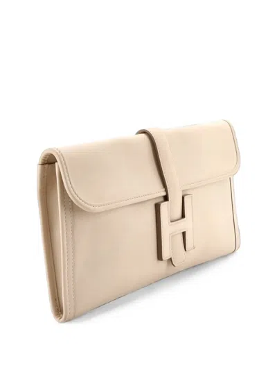 Pre-owned Hermes Jige Elan Swift 29 Clutch Bag In Neutrals