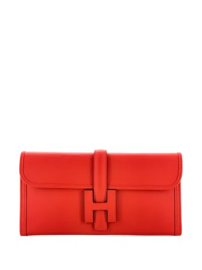 Pre-owned Hermes Jige Elan Swift 29 Clutch Bag In Red