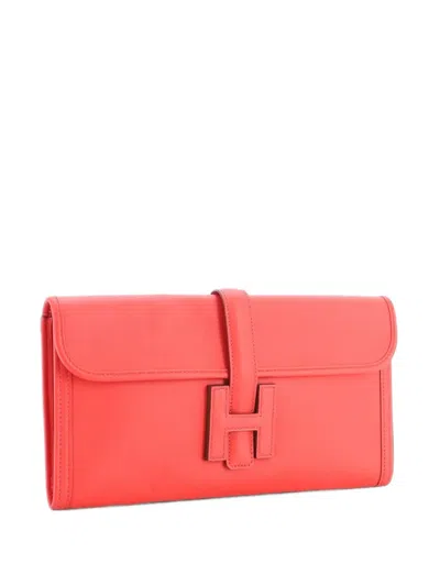 Pre-owned Hermes Jige Elan Swift 29 Clutch Bag In Red