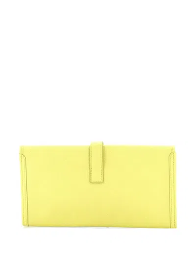 Pre-owned Hermes Jige Epsom Pm Clutch Bag In Yellow
