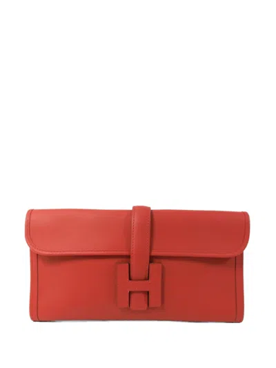 Pre-owned Hermes Jige Pm Clutch Bag In Red
