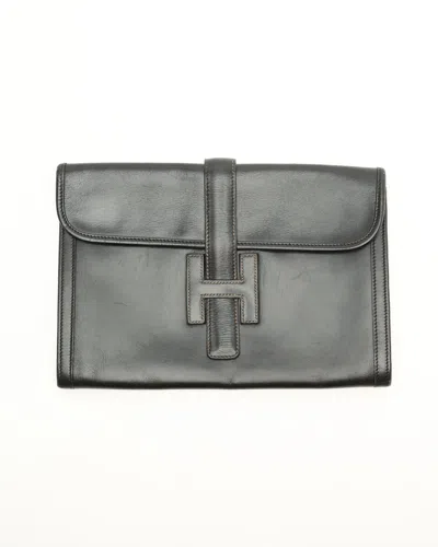Pre-owned Hermes Hermès Jige Pm Clutch In Black