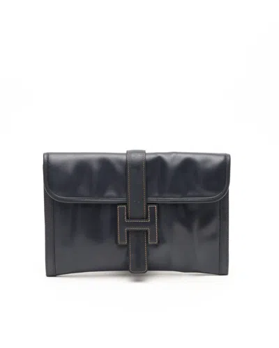Pre-owned Hermes Hermès Jige Pm Clutch In Blue