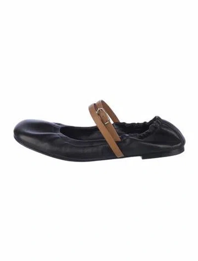 Pre-owned Hermes Jolly Leather Ballet Flats In Black