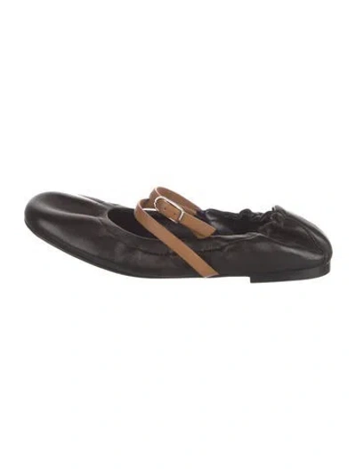 Pre-owned Hermes Jolly Leather Ballet Flats In Black