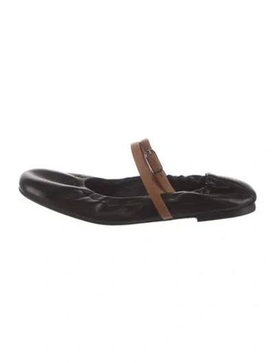 Pre-owned Hermes Jolly Leather Flats In Black