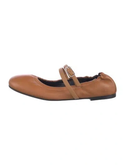 Pre-owned Hermes Jolly Leather Mary Jane Flats In Brown
