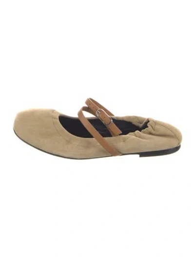 Pre-owned Hermes Jolly Suede Ballet Flats In Neutrals