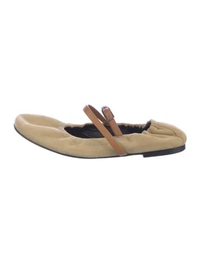 Pre-owned Hermes Jolly Suede Ballet Flats In Neutrals
