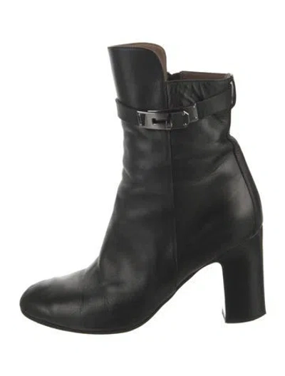 Pre-owned Hermes Joueuse Leather Boots In Black