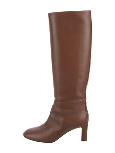 Pre-owned Hermes Judy Leather Riding Boots In Brown