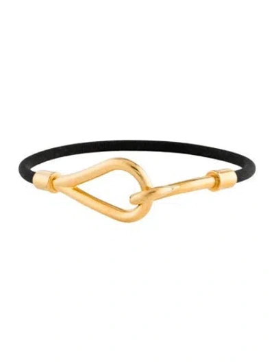 Pre-owned Hermes Jumbo H Bracelet, 6.75" In Black