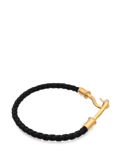 Pre-owned Hermes Jumbo H Braided Leather Bracelet In Gold