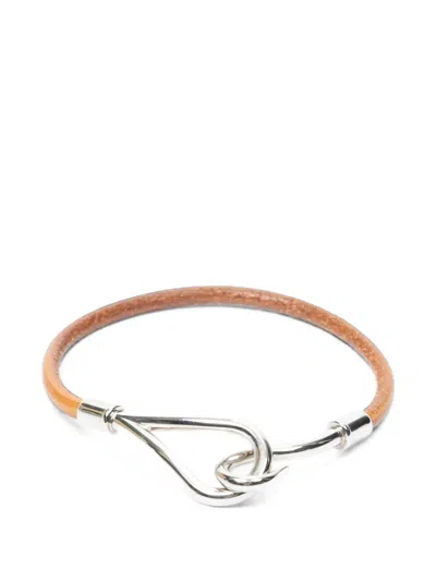 Pre-owned Hermes Jumbo Hook Bracelet In Silver