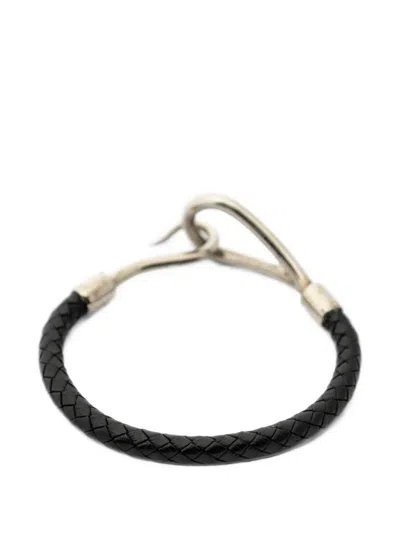 Pre-owned Hermes Jumbo Hook Braided Bracelet In Black