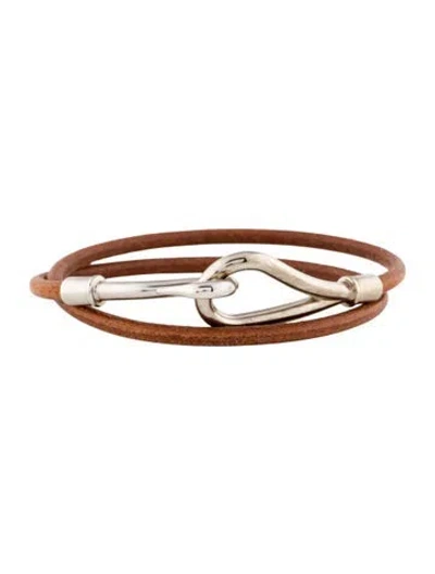 Pre-owned Hermes Jumbo Hook Double Tour Bracelet In Brown