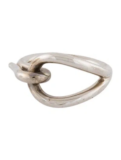 Pre-owned Hermes Jumbo Scarf 90 Ring In Silver
