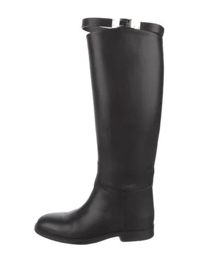 Pre-owned Hermes Jumping Calfskin Riding Boots In Black