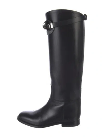 Pre-owned Hermes Jumping Calfskin Riding Boots In Black