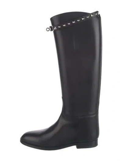 Pre-owned Hermes Jumping Leather Boots In Black