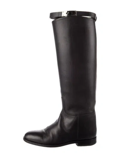 Pre-owned Hermes Jumping Leather Riding Boots In Black