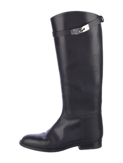 Pre-owned Hermes Jumping Leather Riding Boots In Black