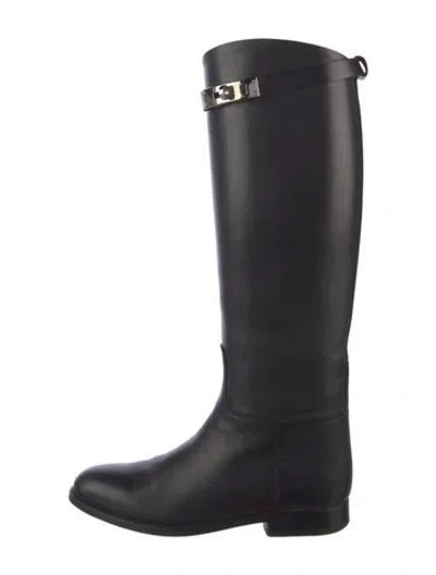 Pre-owned Hermes Jumping Leather Riding Boots In Black