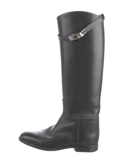 Pre-owned Hermes Jumping Leather Riding Boots In Black