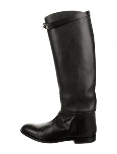Pre-owned Hermes Jumping Leather Riding Boots In Black