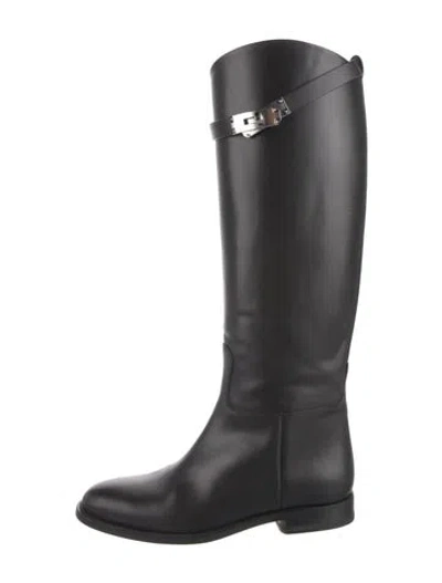 Pre-owned Hermes Jumping Leather Riding Boots In Black